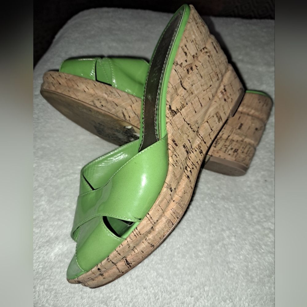 Franco Sarto Lime Green Wedge Sandal sz 10